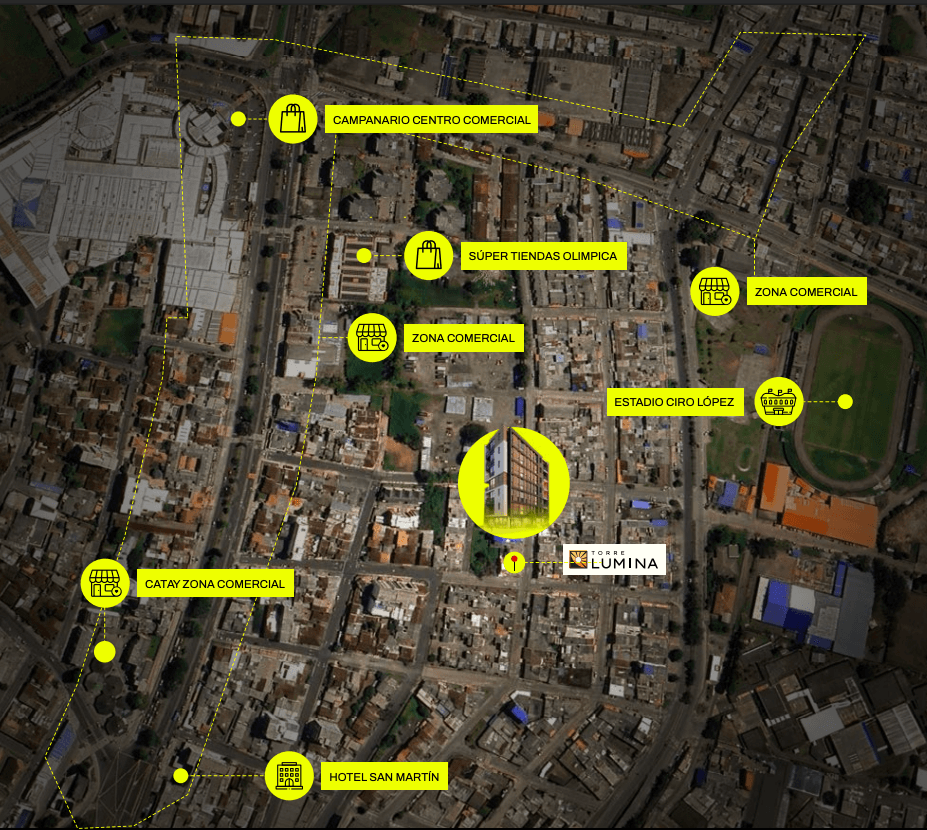 Mapa de ubicación estratégica de Torre Lumina en Ciudad Jardín, Popayán